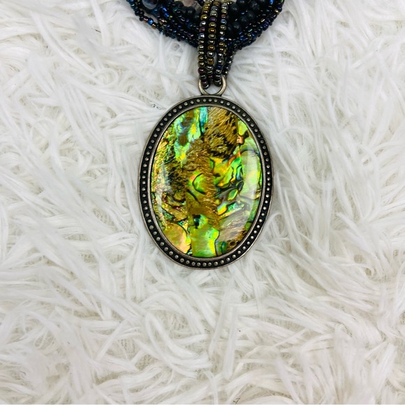 UNBRANDED multi fully beaded silver green gem layered necklace - Picture 4 of 16